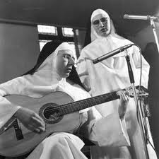 The original Singing Nuns in black and white