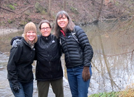Denise (far right) shares a winter hike near the monastery with her sister, Camille (center) and coworker LaRae Gavic.