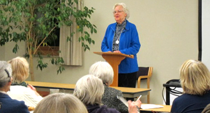 Sister Joanne speaking to an oblate gathering
